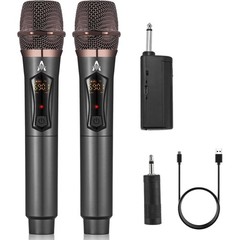 Wireless Microphones Dynamic System Rechargeable Receiver 200ft Range