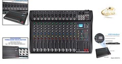 DT12 12-Channel DJ Audio Mixer with USB, Bluetooth, XLR & RCA Input