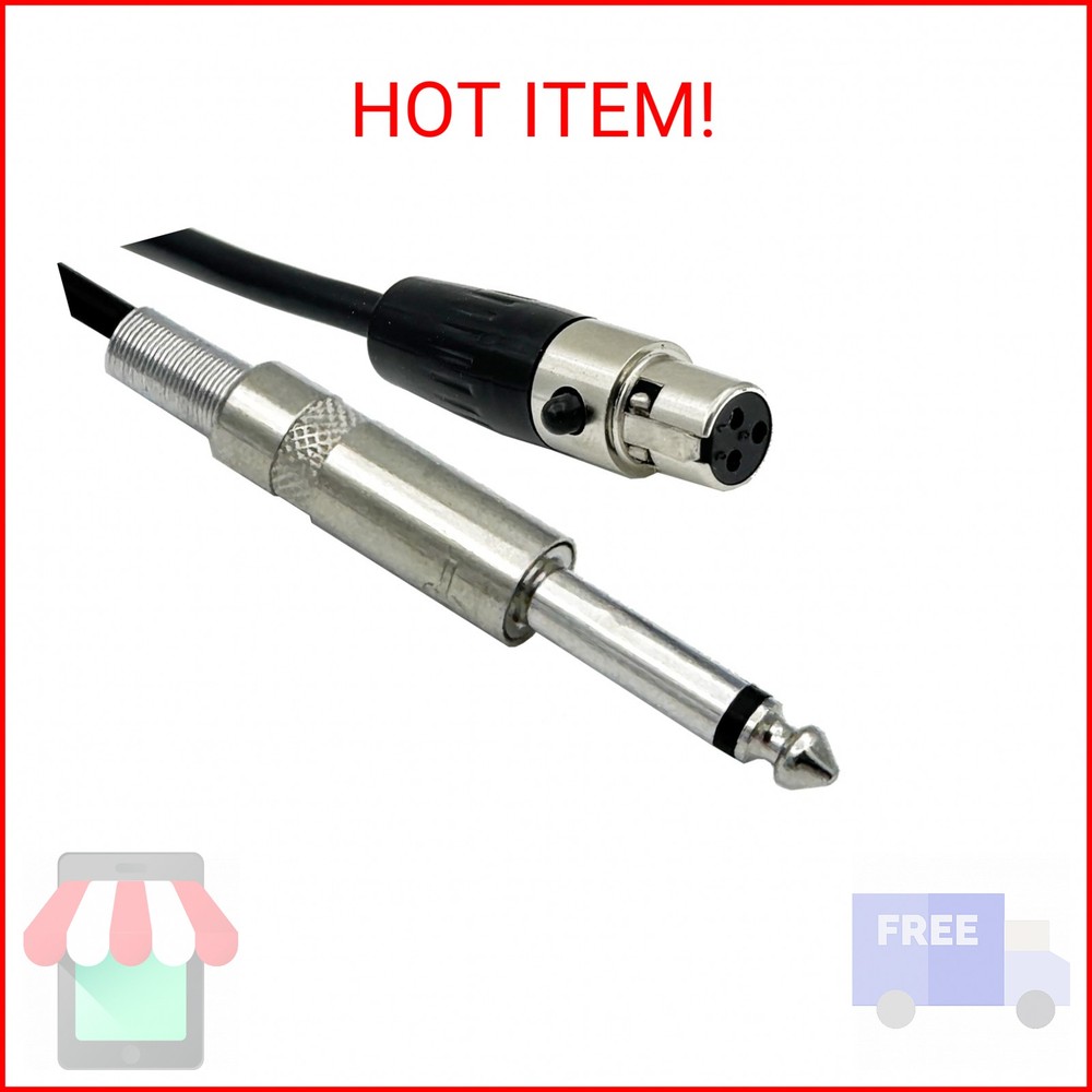 jasavdio 1/4″ TS Male to Mini XLR Female 3-Pin Cable Connector, 3-pin Mini XLR t