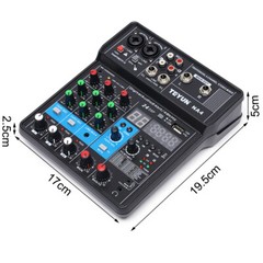 4/2 Channel Mini Audio Mixer Bluetooth USB DJ Console + Sound Card Studio Mixer