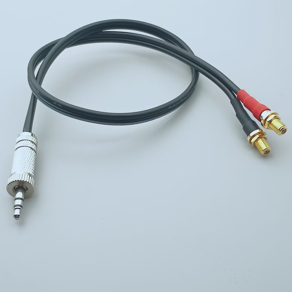 3.5mm TRS Locking Screw Plug to 2x Microdot Female Cable F MIC Amplifier Pre-Amp