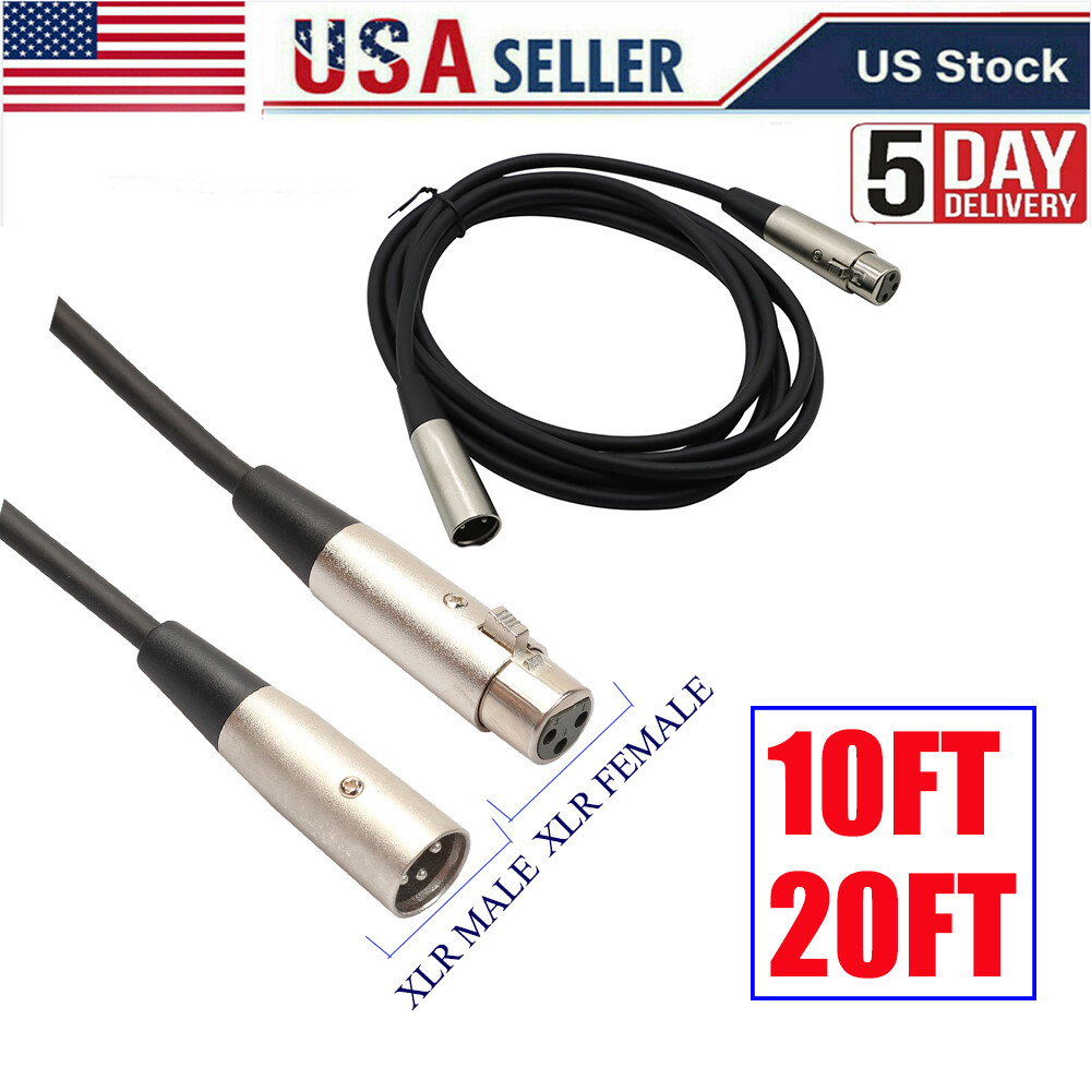 XLR Microphone MIC 3-Pin Male To Female Cable Cord Connector Extension Shielded