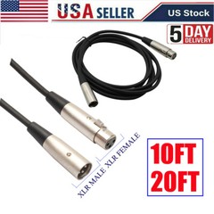 XLR Microphone MIC 3-Pin Male To Female Cable Cord Connector Extension Shielded