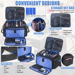 Cable File Bag with Detachable Dividers DJ Gig Bag Cord Organizer Case for La…