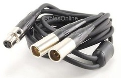 6ft Mini XLR Female Plug to Mini XLR 2-Male Lapel Mic Y-Splitter Audio Cable