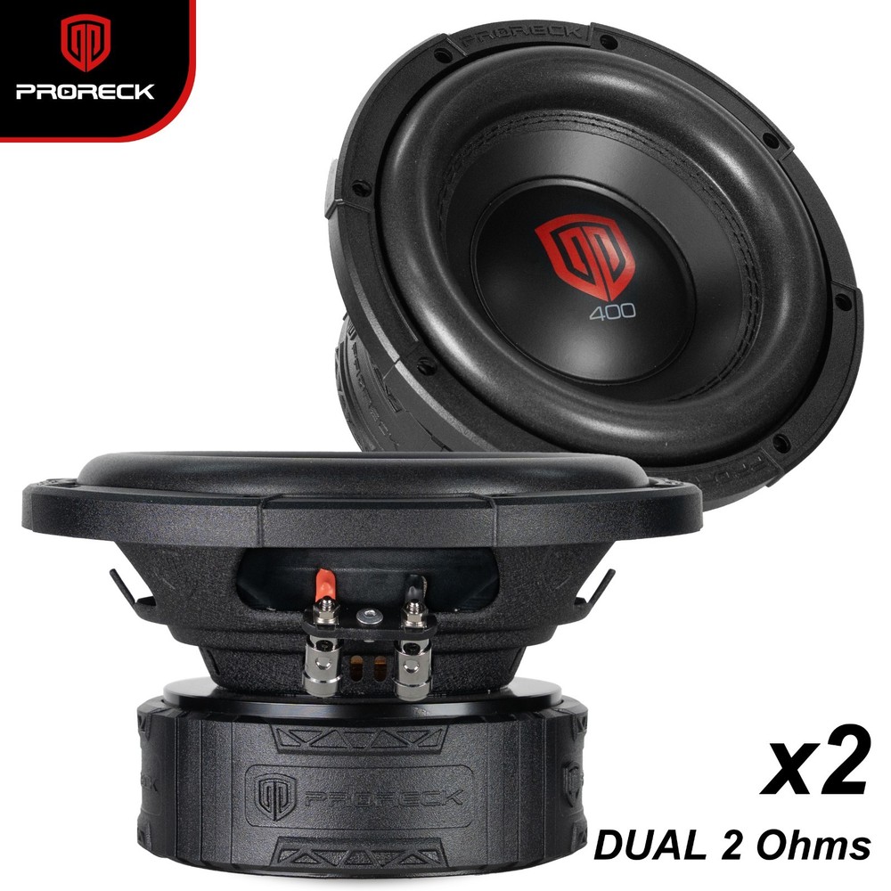 PRORECK 408-D2 8″ 1200W Car Subwoofer 2PCS Dual 2 Ohm Stereo Competition Woofer