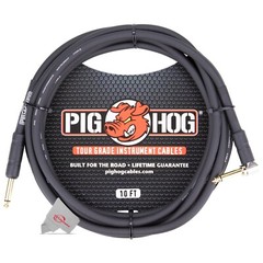 Pig Hog 10ft Instrument Cable 1/4 – 1/4 Inch Right Angle to Straight
