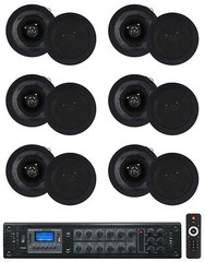 Rockville RCS180-6 70v Commercial Amplifier w/Bluetooth+12) 4″ Speakers in Black