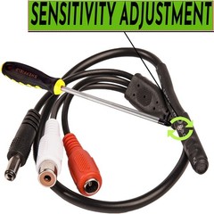CCTV Microphone with Preamp RCA Audio Out, Adjustable Gain for DVR/NVR & IP Came
