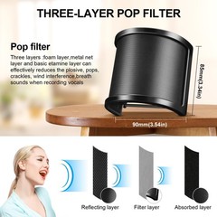 Aokeo Pop Filter, [Upgraded Three Layers] Metal Mesh & Foam & Etamine Layer M…