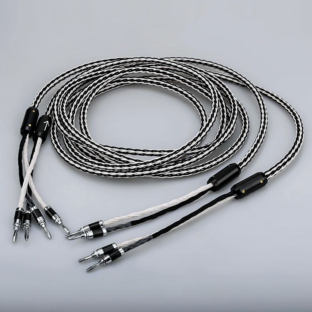 8N OCC Copper 8AG HiFi Audio Speaker Wire Cable with Banana Y U Spade Plug