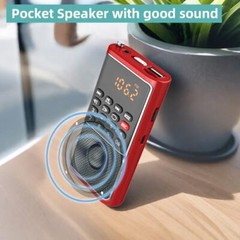 Portable Radio,Small FM Radios Walkman,Pocket Size,Supports USB Flash RED