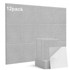 9 In. X 9 In. X 0.4 In. Grey Square Self-Adhesive Acoustic Panels, 12-Pack