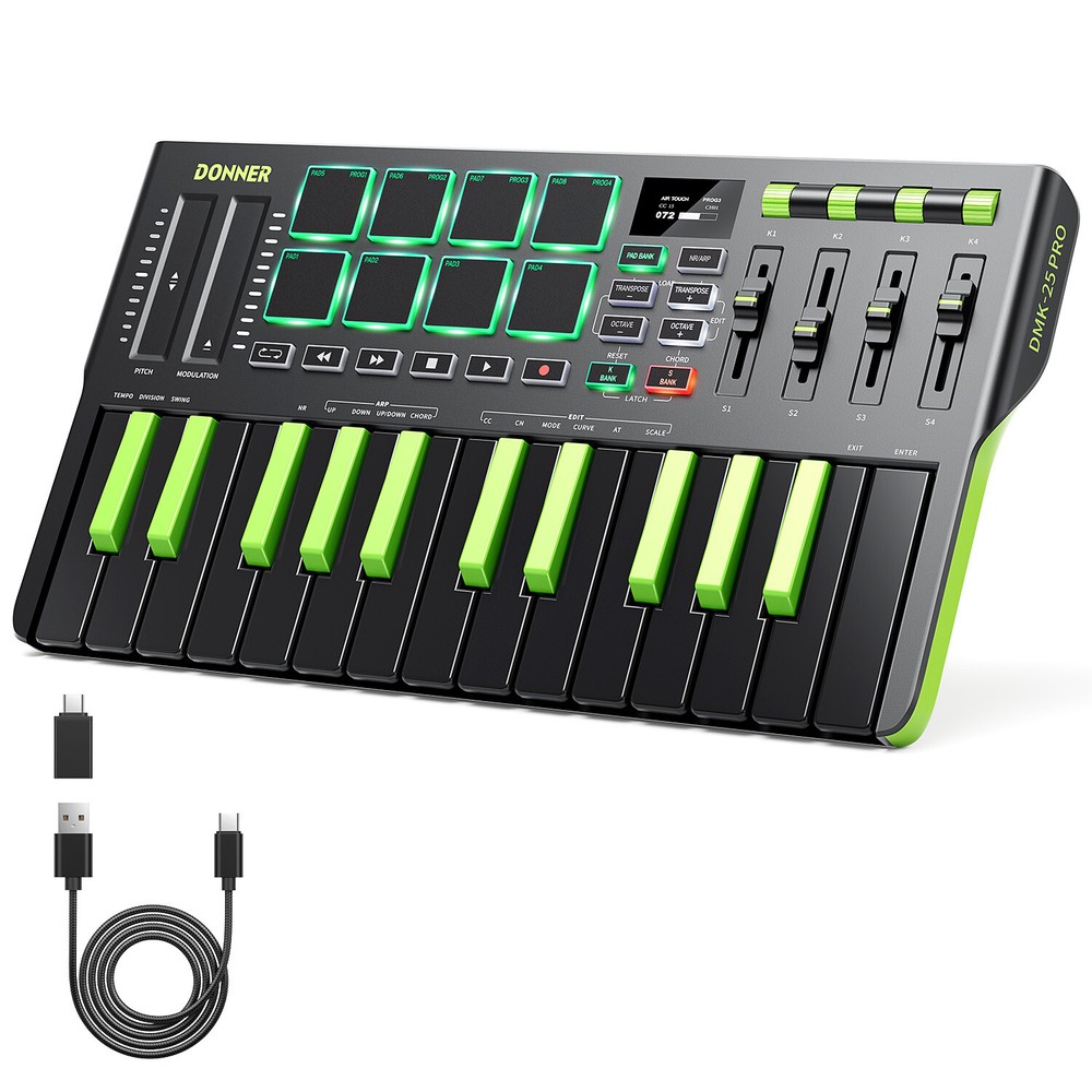 🎹 Donner DMK25 Pro MIDI Keyboard DJ Controller OLED 25 Key 8 Drum Pad Touch Bar