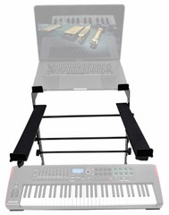 Rockville Dual Shelf Laptop+Controller Stand for Novation IMPULSE 61 Keyboard