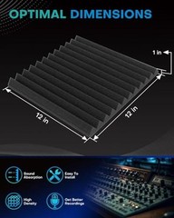 52 Pack Acoustic Foam Panels, 1 X 12 X 12 Inches Sound Proof 52Packs All White