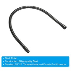 24 Inch Microphone Gooseneck 5/8-27 Thread Flexible Tube Extension Black