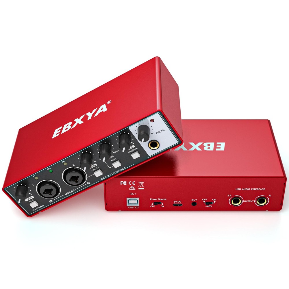 2i2 USB Audio Interface for PC Recording, 24-bit/192kHz Plug and Play USB