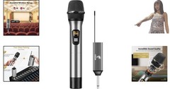 15-Channel UHF Wireless Handheld Microphone with Rechargeable Receiver – Silver
