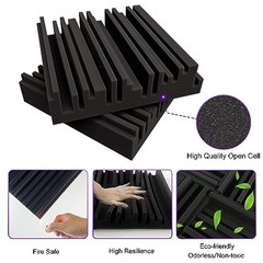 Thick Acoustic Foam Panels, 12 X 12 X 2 Inch 12 Pcs Broadband Sound Absorbing