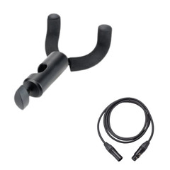 Mic Stand Guitar Hanger + 3ft Production Grade XLR Cable Studio Stage Bundle