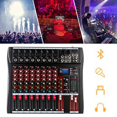 8 Channel Professional Music Stereo Mixer Studio Recording USB Mixing Console