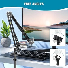 Microphone Stand with Weighted Base, Mic Floor Stand Boom Arm with Mic Access…