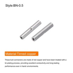 MECCANIXITY 100Pcs Non Insulated Butt Connectors 26-22AWG Wire Silver