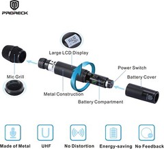 proreck MX44 4-Channels UHF Wireless Microphone System with 4 Hand-held Mics