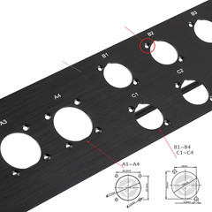 2U Rack Panel with 4 Large Speakon Cutouts NL8 8 D-Series Connector Cutouts