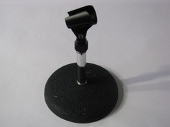 Desk Desktop Table Top Mic Microphone Stand w/ Clip Short Black Cast Metal Base