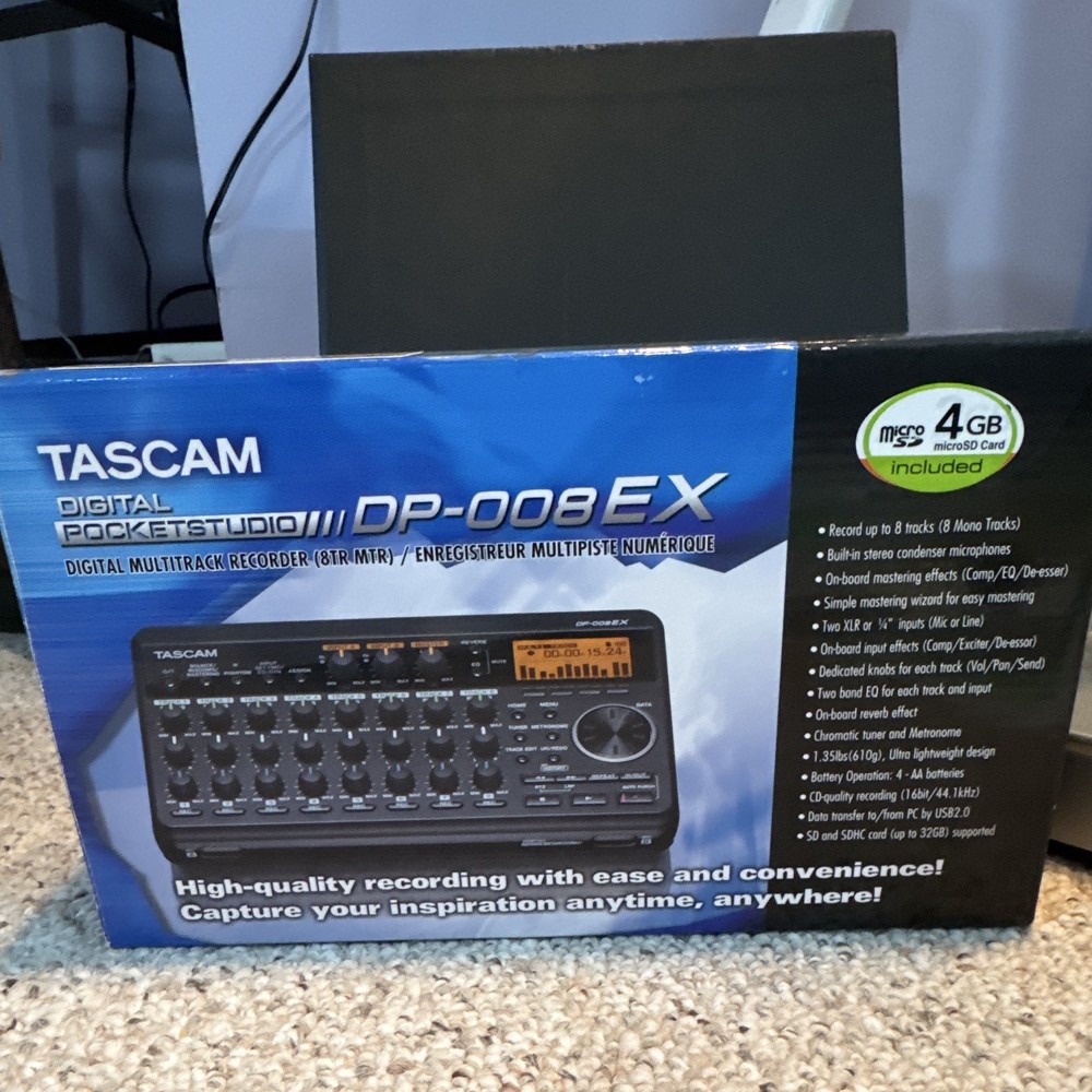 TASCAM DP-008EX Portable Digital Multitrack Recorder w/ Manual, microSD, PSU