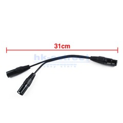 4Pcs 3-Pin XLR 1 Female Plug to Dual 2 Male Y Splitter Mic Cable Adaptor Black
