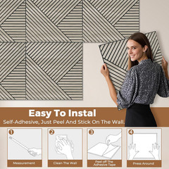 3D Peel and Stick Acoustic Panels – 8 Pack Wood Pattern Soundproof Wall Decor