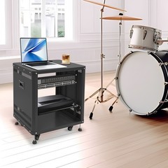 12U AV Rack Stand with Caster Wheels Network Stereo Recording Studio Rack