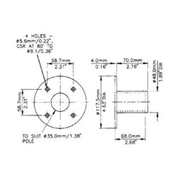 Penn-Elcom M1538 1-3/8″ Speaker Mounting Top Hat Plastic