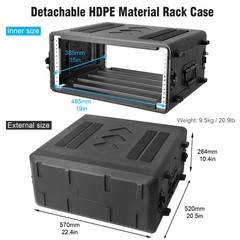 Diandian 4U Rack Case Shallow 16″ Depth, 19″ Space Deep, Black