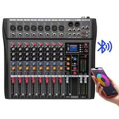 8 Channel Professional Digital Bluetooth Live Studio Audio Mixer Power Mixing