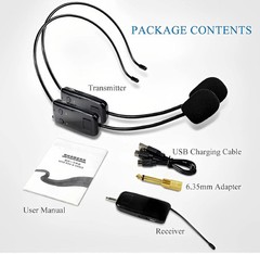 2.4G Wireless Microphone System for Two People, 165 ft Long Range, Stable Transm