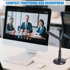Mini Condenser Microphone USB Stand Recording Mic For PC Desktop Laptop Computer
