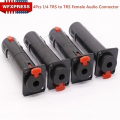 4x Black Solderless 1/4 TRS to TRS Female Locking Jacks Plug for D Pedalboards