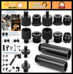 14 Pcs Mic Stand Adapter Set, 2 Extension Tubes, 1/4 to 5/8 & 3/8 to 5/8 Screws