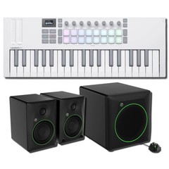 Novation Launchkey Mini 37 MK4 White MIDI w/ Mackie CR8BT & CR8SBT Sub