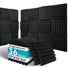 36Packs Curved Sound Proof Foam Panels for Walls, 2″ Acoustic Panels Sound Ab…