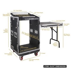 Sound Town 16U Rack Case with 11U Slant Mixer Top 20’’ Rackable Depth STMR-16UWT