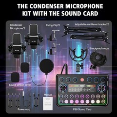Upgraded Podcast Microphone Bundle, Podcast Equipment Bundle for 2, Recording…