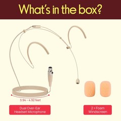 Pyle Pro Dual Over-Ear Headset Microphone – Beige/Matches Various Skin Types