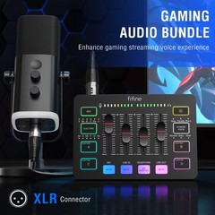FIFINE Gaming Audio Bundle XLR USB Mic Mixer Headset RGB for Streaming