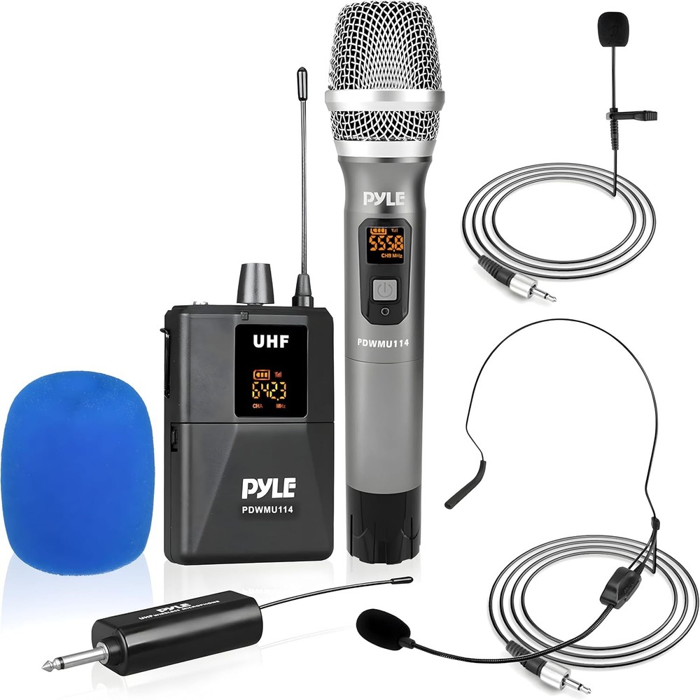 Pyle PDWMU114 UHF Wireless Microphone System Kit – Black (Used)