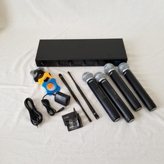 NWT! SGPRO 4-Channel Wireless Microphones w/250ft Range | Metal Mics & Receiver